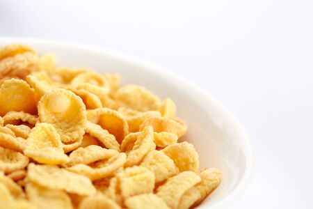 Close-up a bowl of cornflakes