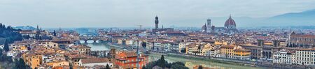 Panoramic view of Arno River. Florence, Tuscany, Italy.の写真素材