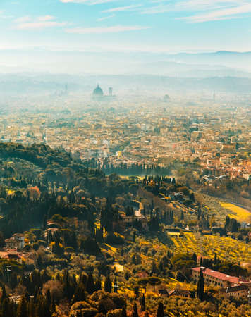 Panoramic view of Florence at sunset, Italy.の写真素材