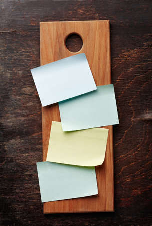 A Blank Recipe Cards (or Shopping List) on a kitchen board