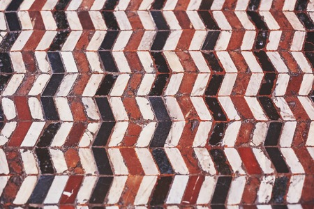 Beautiful Florentine old ceramic floor. Tuscany Italyの写真素材
