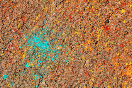 an artifacts on the asphalt after the Spring Festival of colorsの写真素材