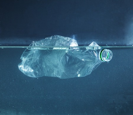 Plastic water bottle pollution in ocean Environment concept