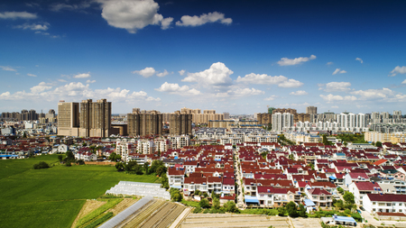 Aerial view of Lanxi County, Anhui Provinceのeditorial素材