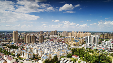 Aerial view of Lanxi County, Anhui Provinceのeditorial素材