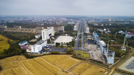 Aerial photo of autumn scenery in southern anhui mountains of Chinaの写真素材