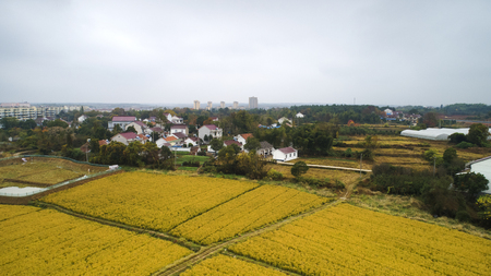 Aerial photo of autumn scenery in southern anhui mountains of Chinaの写真素材