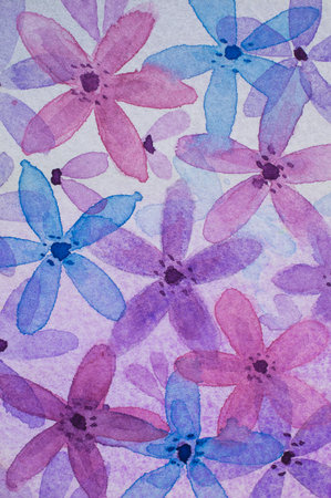 Watercolor floral background. Hand drawn watercolor flowers on paper.の写真素材