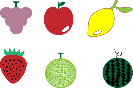 Simple Illustration of Cute Fruitsのイラスト素材