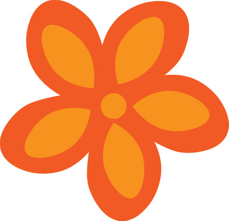 Simple Illustration of Cute Orange Flowersのイラスト素材