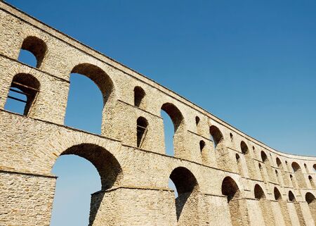 The Ancient Roman Aqueduct of the Greek City of Kavalaの写真素材