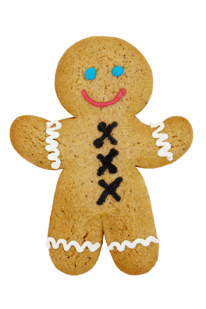 Smiling Gingerbread Man Isolated on White Background