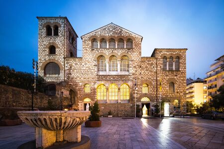 Saint Demetrius Basilica in Thessaloniki at Duskの写真素材