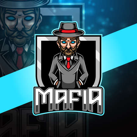 Mafia esport mascot logo designのイラスト素材