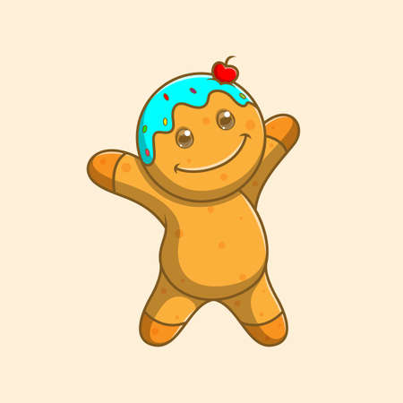 cartoon cute cookies on a colored backgroundのイラスト素材