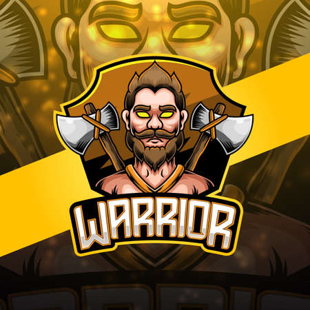 Warrior esport mascot logo designのイラスト素材