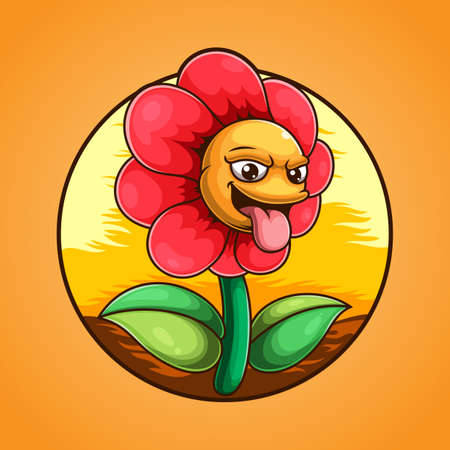 flower monster mascot logoのイラスト素材