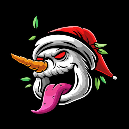 cartoon illustration of snowman faceのイラスト素材