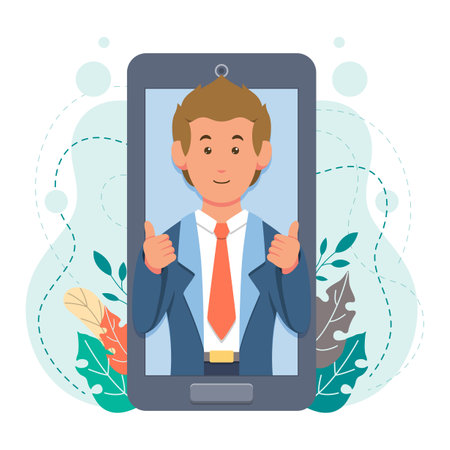 concept of business man giving virtual learningのイラスト素材