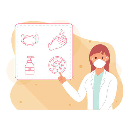 portrait of a doctor giving directions to prevent coronaのイラスト素材