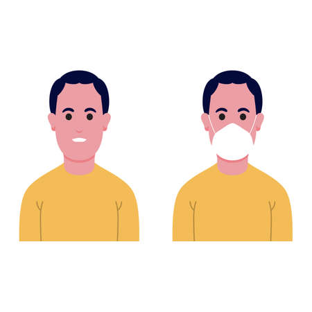 illustration of young man wearing a maskのイラスト素材