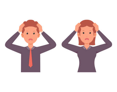 Young businessman holds head because of headacheのイラスト素材