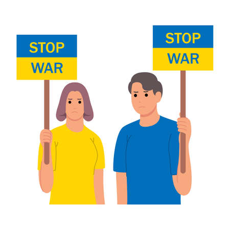 flat design pray for ukraine illustrationのイラスト素材