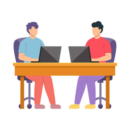 employees are having discussions flat designのイラスト素材