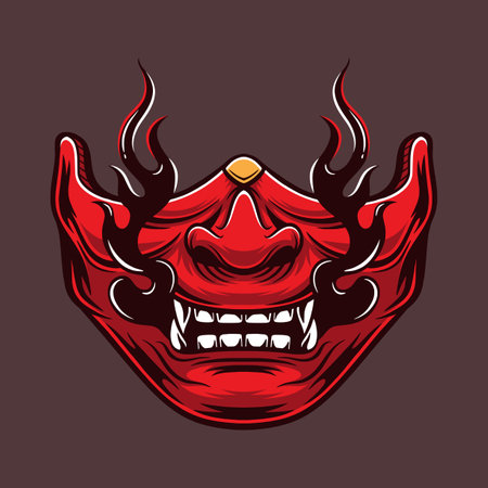 samurai devil mask japanese illustrationのイラスト素材