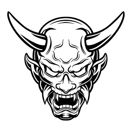 vintage scary demon head conceptのイラスト素材