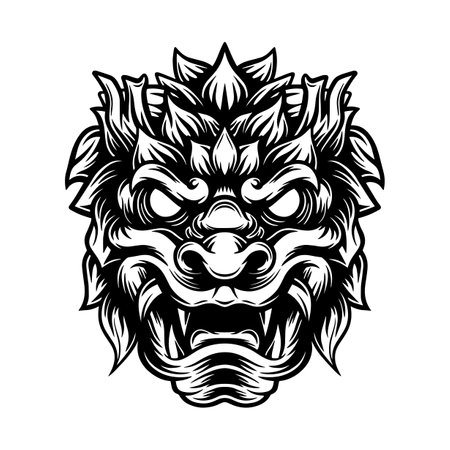 hand drawn illustration barong engraving ornamentのイラスト素材