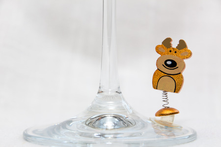 reindeer Christmas ornament glass of wine charmの写真素材