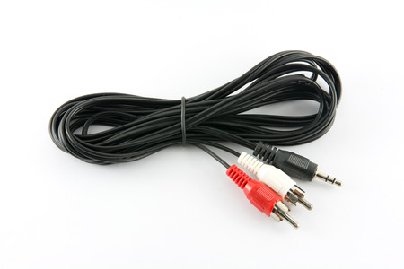 Audio cable isolated on white background.