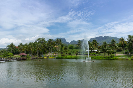 Fountain in Khao Laem National Park, Thailand.の写真素材