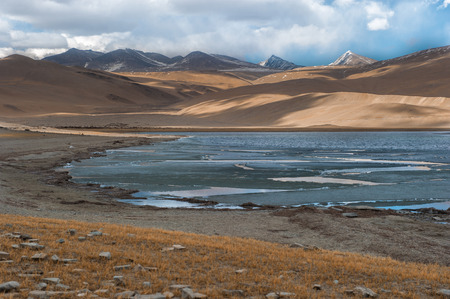 Tso moriri lake of himalaya mountain in ladakh, leh indiaの写真素材