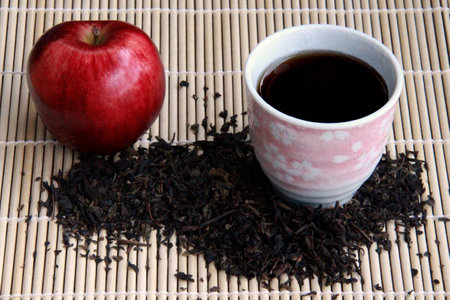 Asian Tea and appleの写真素材