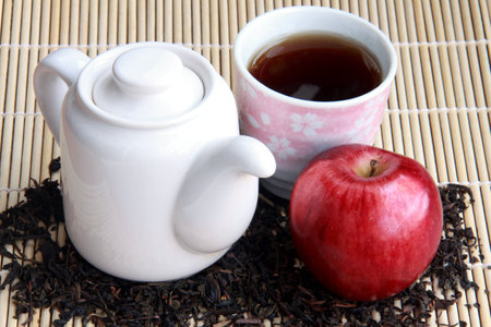 Asian Tea and appleの写真素材