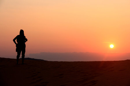 people looking the sunriseの写真素材
