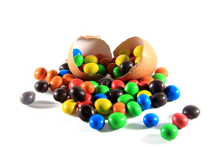 colorful candy with eggshellの写真素材