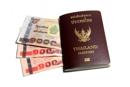 Passport and Thai Bahtの写真素材