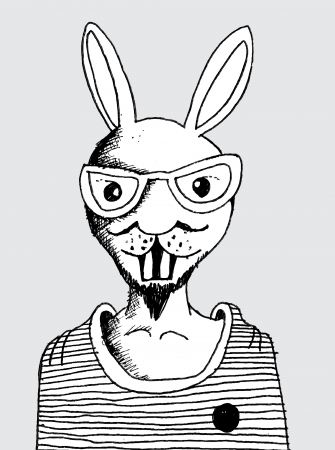 fashion illustration of rabbit man のイラスト素材