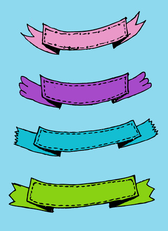 retro ribbons and labels Vector illustrationのイラスト素材