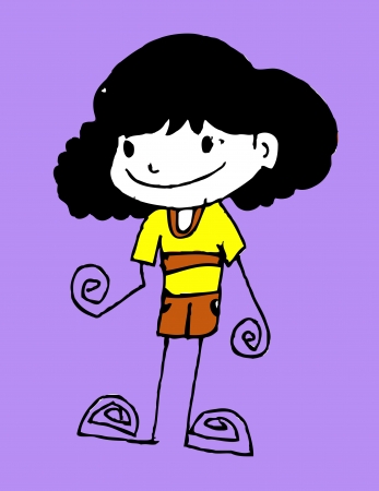 Beautiful woman cartoon in Jaidee Family Styleのイラスト素材