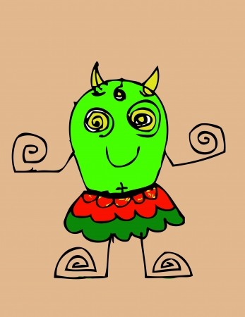 Cartoon cute monsters in Jaidee Family Styleのイラスト素材