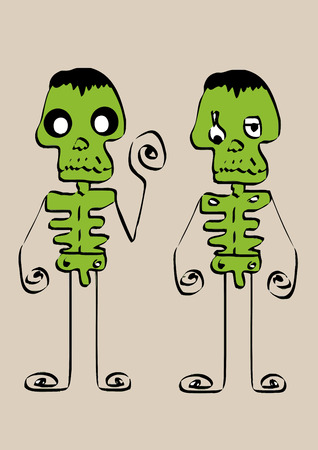 Cartoon cute monsters in Jaidee Family Styleのイラスト素材