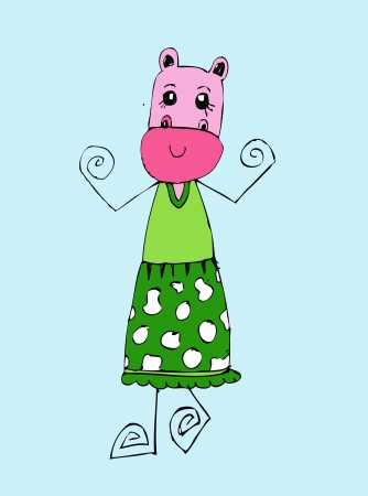 Cute hippo cartoon のイラスト素材