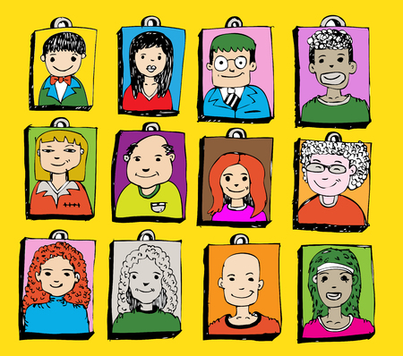 People faces cartoon のイラスト素材