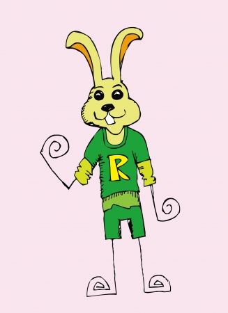 Cute rabbit cartoon in Jaidee Family Style のイラスト素材