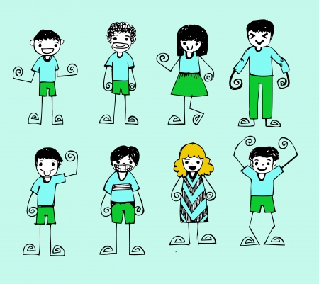 cute cartoon kids in Jaidee Family Style のイラスト素材