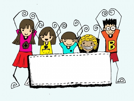 Cute cartoon kids frame in Jaidee Family Style のイラスト素材